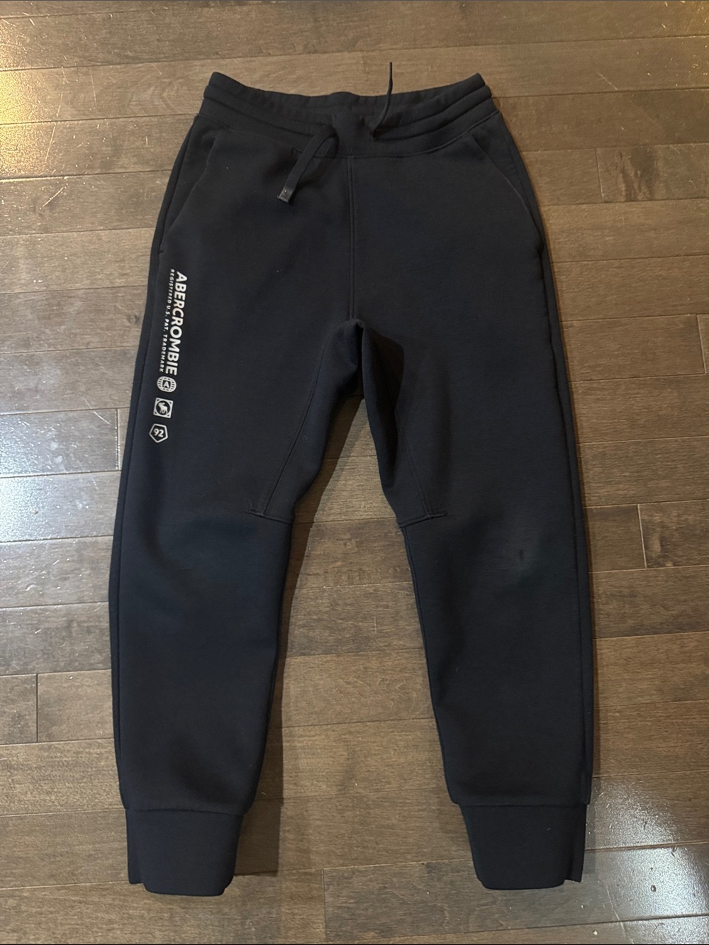 Abercrombie Kids Black Logo-Print Jogger Sweatpants
